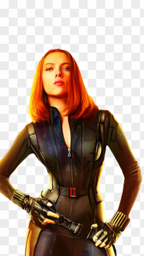 Scarlett Johansson Black Widow Spider-Man Latex Clothing Brown Hair PNG.